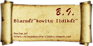 Blazsékovits Ildikó névjegykártya